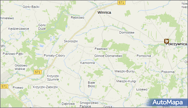 mapa Glinice-Domaniewo, Glinice-Domaniewo na mapie Targeo