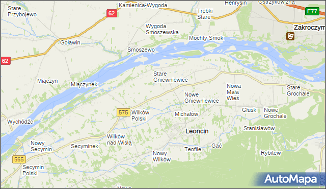 mapa Gniewniewice Folwarczne, Gniewniewice Folwarczne na mapie Targeo