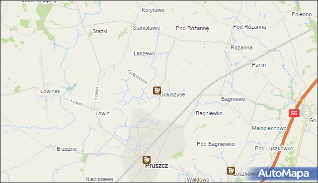 mapa Gołuszyce, Gołuszyce na mapie Targeo