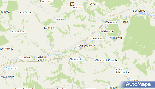 mapa Gorzków-Wieś, Gorzków-Wieś na mapie Targeo