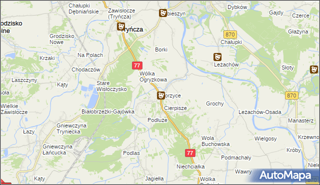 mapa Gorzyce gmina Tryńcza, Gorzyce gmina Tryńcza na mapie Targeo