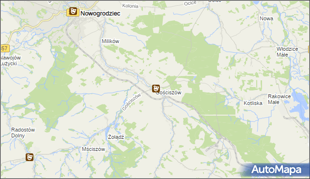 mapa Gościszów, Gościszów na mapie Targeo