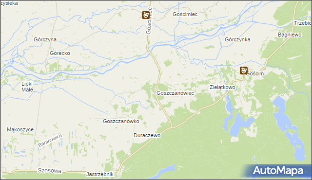 mapa Goszczanowiec, Goszczanowiec na mapie Targeo