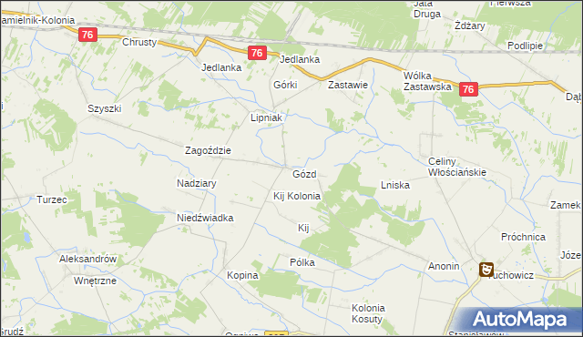 mapa Gózd gmina Stanin, Gózd gmina Stanin na mapie Targeo