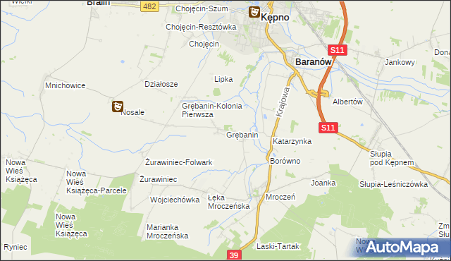 mapa Grębanin, Grębanin na mapie Targeo
