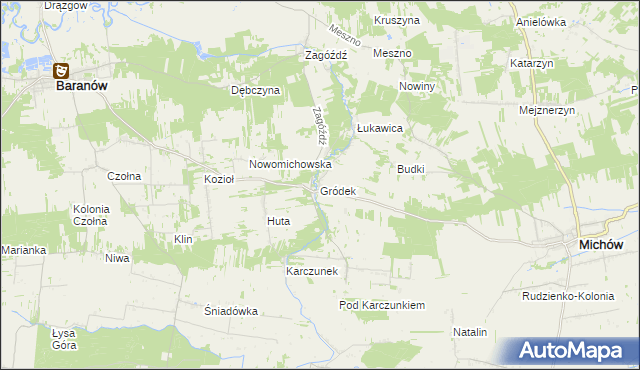 mapa Gródek gmina Baranów, Gródek gmina Baranów na mapie Targeo