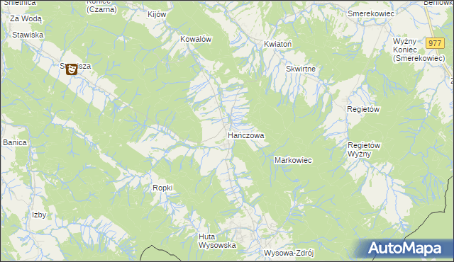 mapa Hańczowa, Hańczowa na mapie Targeo