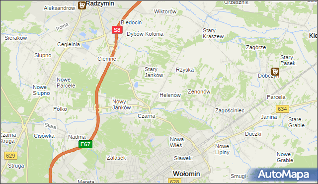 mapa Helenów gmina Wołomin, Helenów gmina Wołomin na mapie Targeo