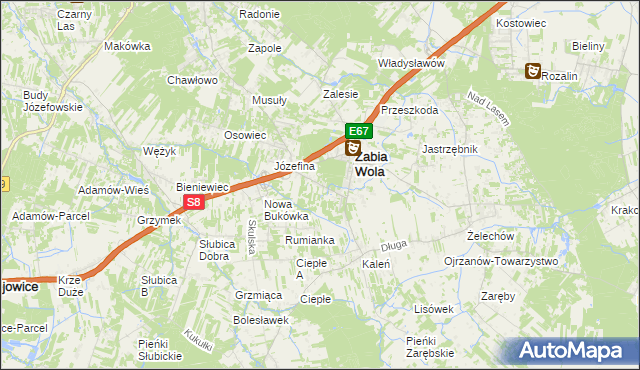 mapa Huta Żabiowolska, Huta Żabiowolska na mapie Targeo