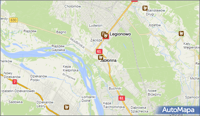 mapa Jabłonna powiat legionowski, Jabłonna powiat legionowski na mapie Targeo