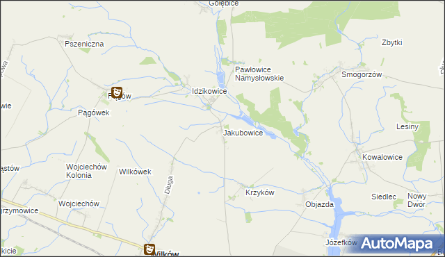 mapa Jakubowice gmina Wilków, Jakubowice gmina Wilków na mapie Targeo