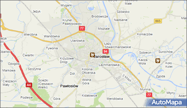 mapa Jarosławia, Jarosław na mapie Targeo