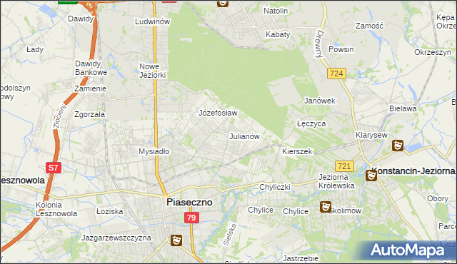 mapa Julianów gmina Piaseczno, Julianów gmina Piaseczno na mapie Targeo
