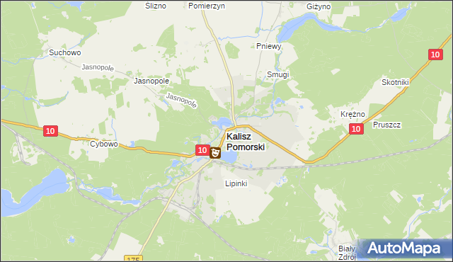 mapa Kalisz Pomorski, Kalisz Pomorski na mapie Targeo