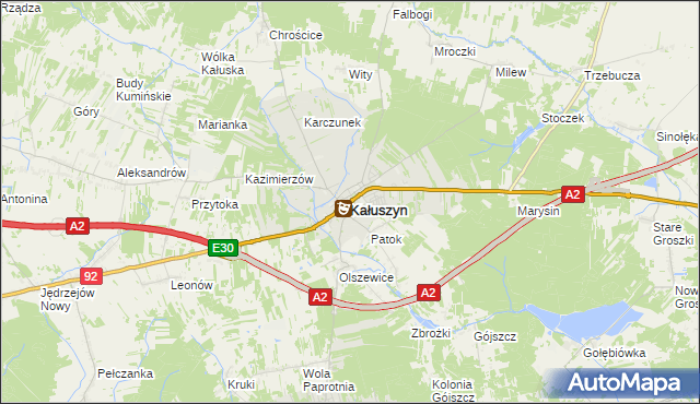 mapa Kałuszyn powiat miński, Kałuszyn powiat miński na mapie Targeo