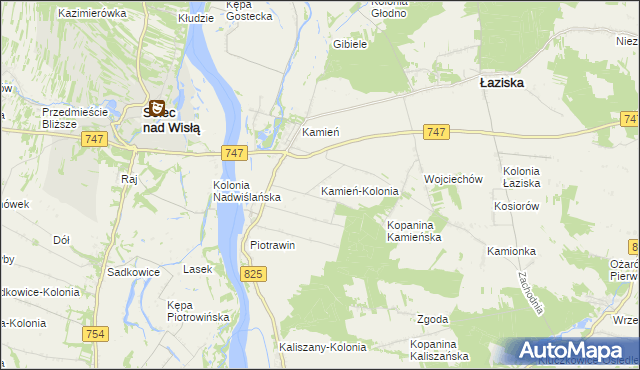 mapa Kamień-Kolonia gmina Łaziska, Kamień-Kolonia gmina Łaziska na mapie Targeo