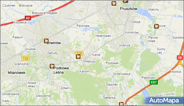 mapa Kanie gmina Brwinów, Kanie gmina Brwinów na mapie Targeo