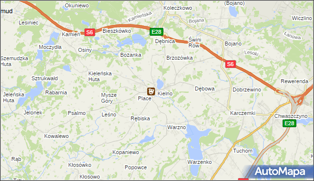 mapa Kielno gmina Szemud, Kielno gmina Szemud na mapie Targeo