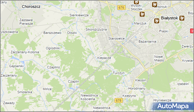 mapa Klepacze gmina Choroszcz, Klepacze gmina Choroszcz na mapie Targeo