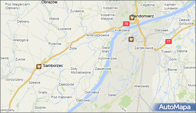 mapa Koćmierzów, Koćmierzów na mapie Targeo