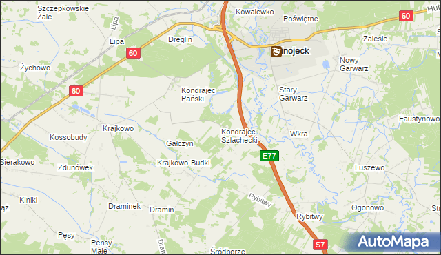 mapa Kondrajec Szlachecki, Kondrajec Szlachecki na mapie Targeo