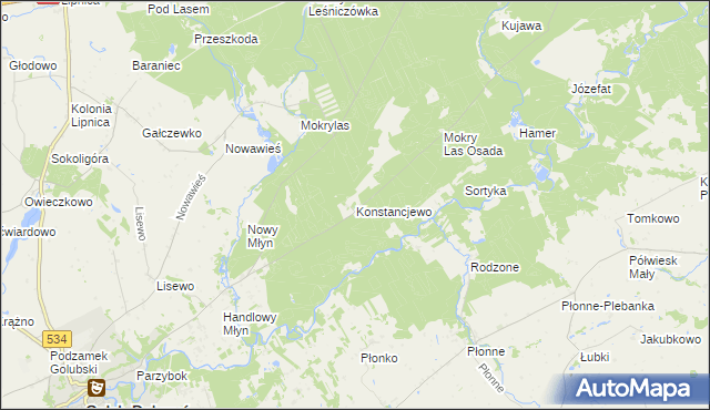 mapa Konstancjewo, Konstancjewo na mapie Targeo