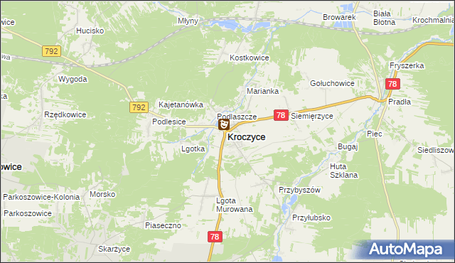 mapa Kroczyce, Kroczyce na mapie Targeo