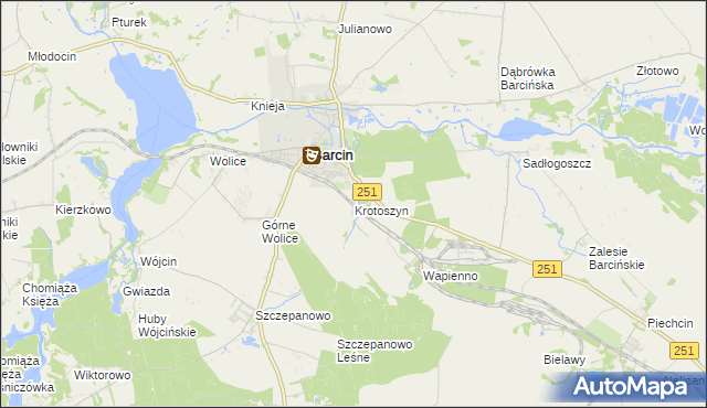 mapa Krotoszyn gmina Barcin, Krotoszyn gmina Barcin na mapie Targeo