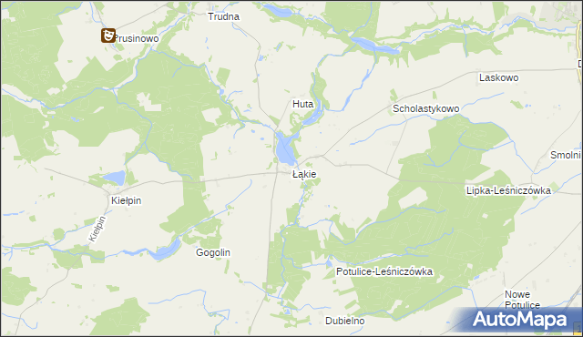 mapa Łąkie gmina Lipka, Łąkie gmina Lipka na mapie Targeo