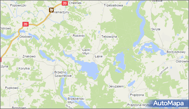 mapa Łąkie gmina Lipnica, Łąkie gmina Lipnica na mapie Targeo