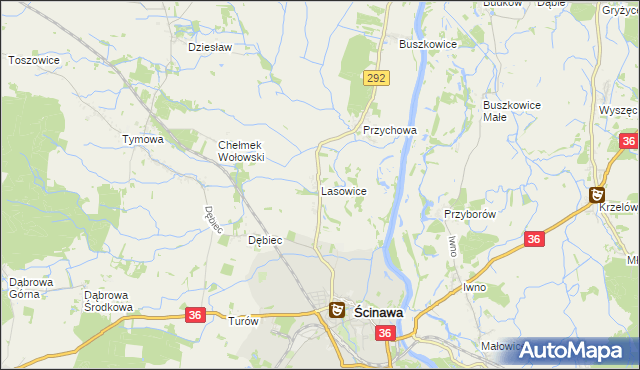 mapa Lasowice gmina Ścinawa, Lasowice gmina Ścinawa na mapie Targeo
