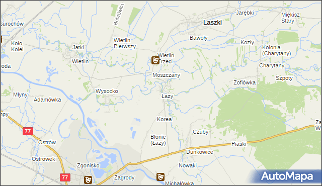 mapa Łazy gmina Radymno, Łazy gmina Radymno na mapie Targeo