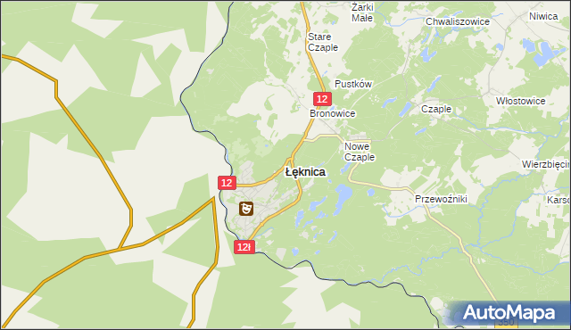 mapa Łęknica powiat żarski, Łęknica powiat żarski na mapie Targeo