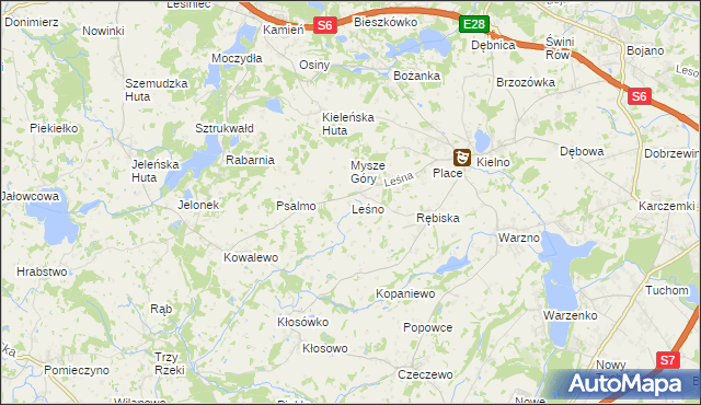 mapa Leśno gmina Szemud, Leśno gmina Szemud na mapie Targeo