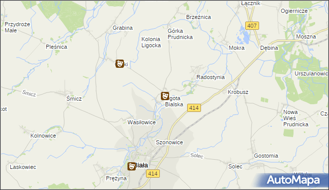 mapa Ligota Bialska, Ligota Bialska na mapie Targeo