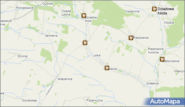 mapa Lipka gmina Dziadowa Kłoda, Lipka gmina Dziadowa Kłoda na mapie Targeo