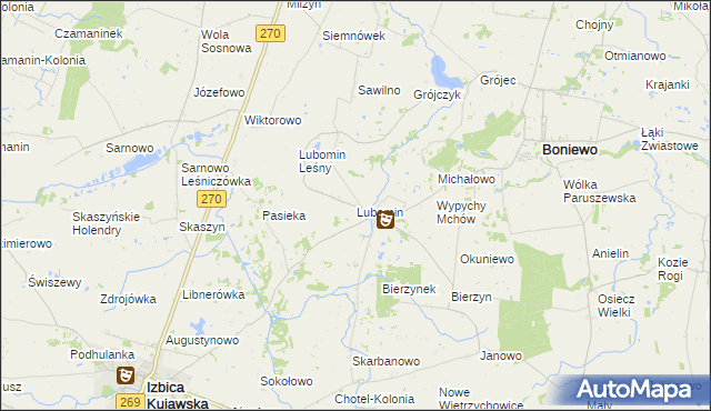 mapa Lubomin gmina Boniewo, Lubomin gmina Boniewo na mapie Targeo