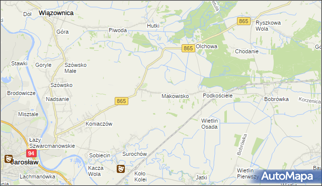 mapa Makowisko gmina Jarosław, Makowisko gmina Jarosław na mapie Targeo