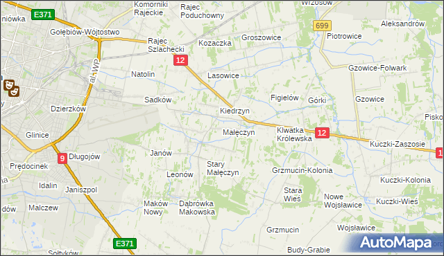 mapa Małęczyn gmina Gózd, Małęczyn gmina Gózd na mapie Targeo