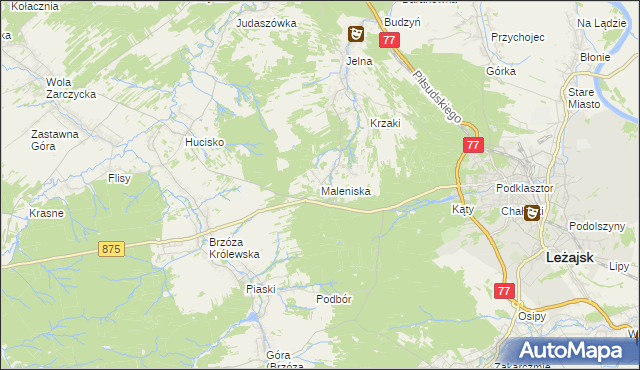 mapa Maleniska gmina Leżajsk, Maleniska gmina Leżajsk na mapie Targeo