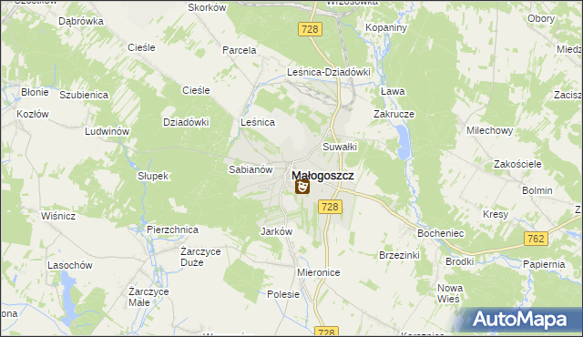 mapa Małogoszcz, Małogoszcz na mapie Targeo