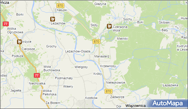 mapa Manasterz gmina Wiązownica, Manasterz gmina Wiązownica na mapie Targeo