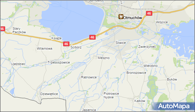 mapa Meszno gmina Otmuchów, Meszno gmina Otmuchów na mapie Targeo