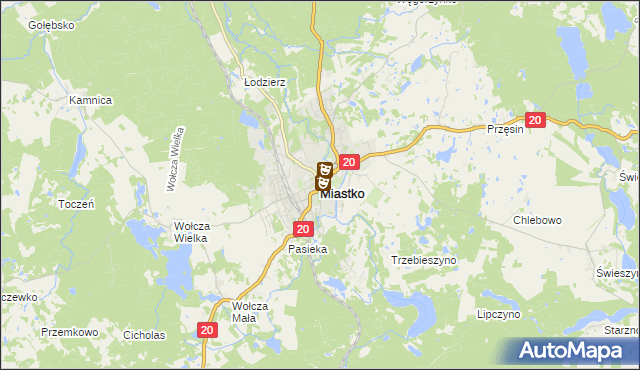 mapa Miastko powiat bytowski, Miastko powiat bytowski na mapie Targeo