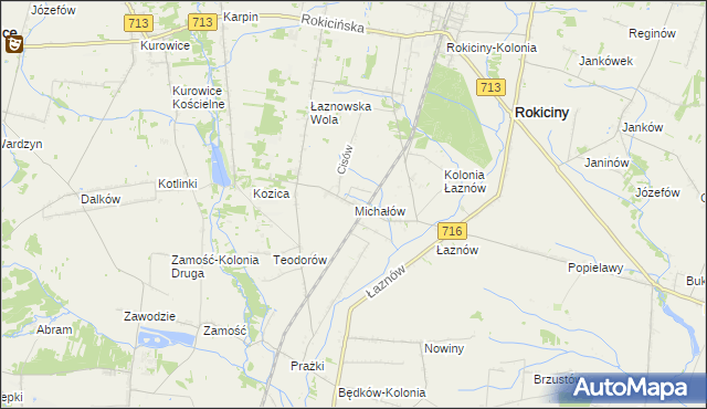 mapa Michałów gmina Rokiciny, Michałów gmina Rokiciny na mapie Targeo