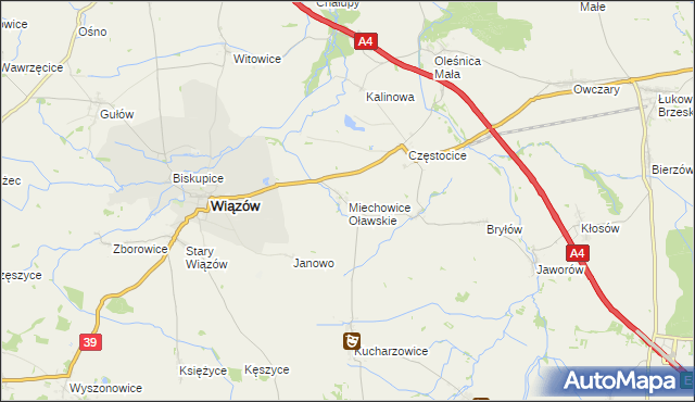 mapa Miechowice Oławskie, Miechowice Oławskie na mapie Targeo