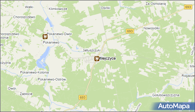 mapa Milejczyce, Milejczyce na mapie Targeo