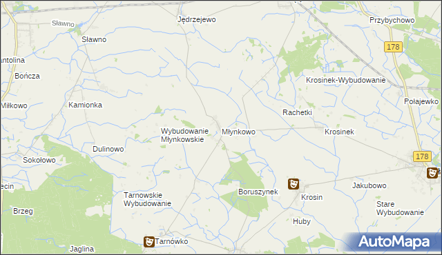 mapa Młynkowo gmina Połajewo, Młynkowo gmina Połajewo na mapie Targeo