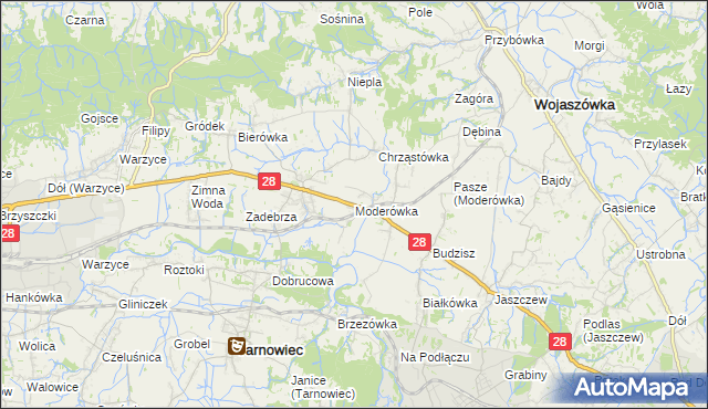 mapa Moderówka, Moderówka na mapie Targeo