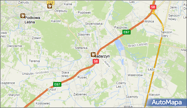 mapa Nadarzyn powiat pruszkowski, Nadarzyn powiat pruszkowski na mapie Targeo